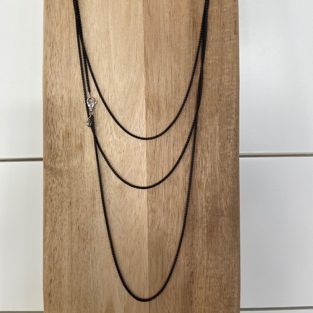 David Yurman 72" black sterling box chain necklace